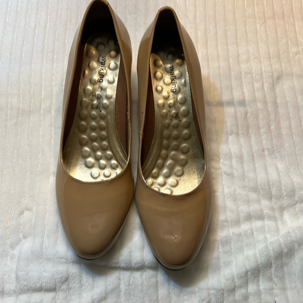 Taupe patent leather heels size 12M